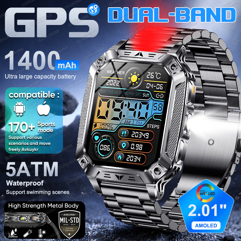 Gmt Dual Timezone Watch - 2026 Dual-Band GPS Smartwatch für Militärmänner