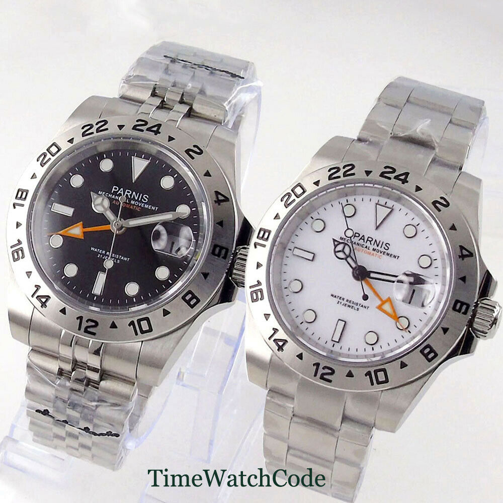 Gmt Dual Timezone Watch - Parnis 40mm Saphirglas automatische Herren uhr