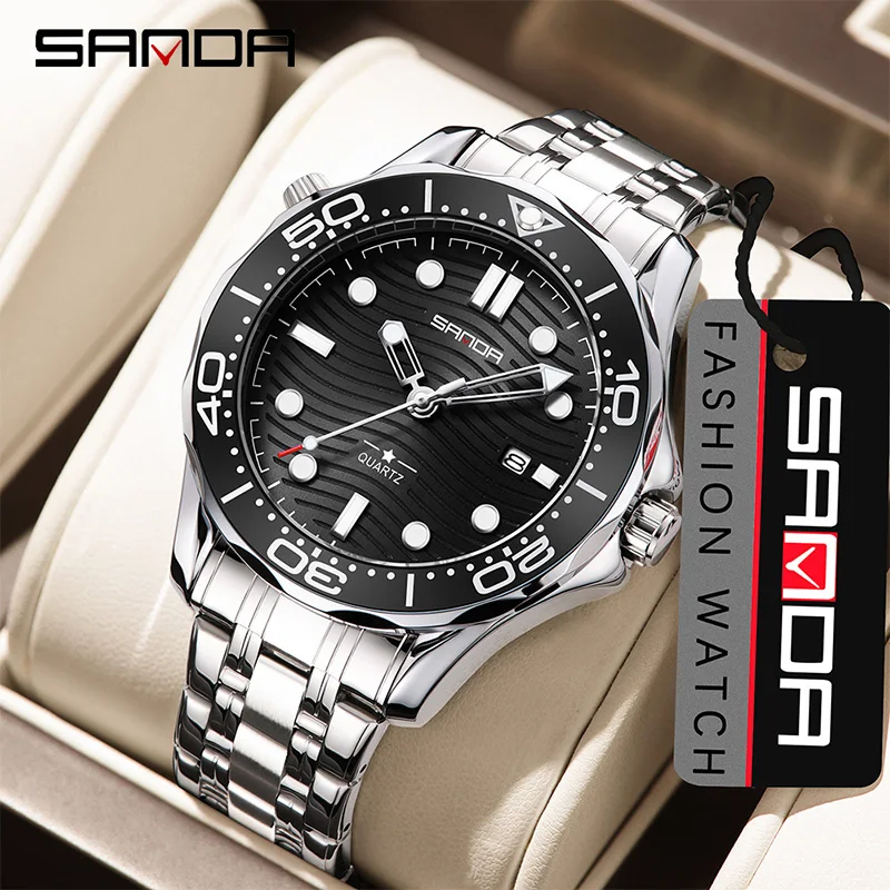 Luxury Watch Japan - SANDA Fashion Business Herren-Quarzuhr, einfach, multifunktional,