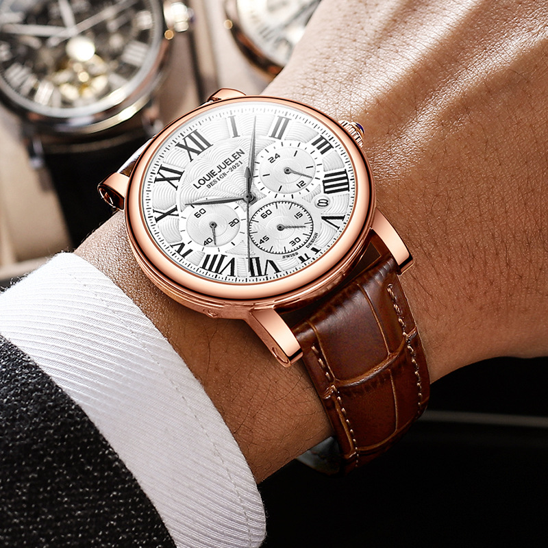 Luxury Watch Longines - Wasserdichte Premium-Quarz-Armbanduhr mit Multifunktions-Datumsanzeige Edelstahlarmband Modische