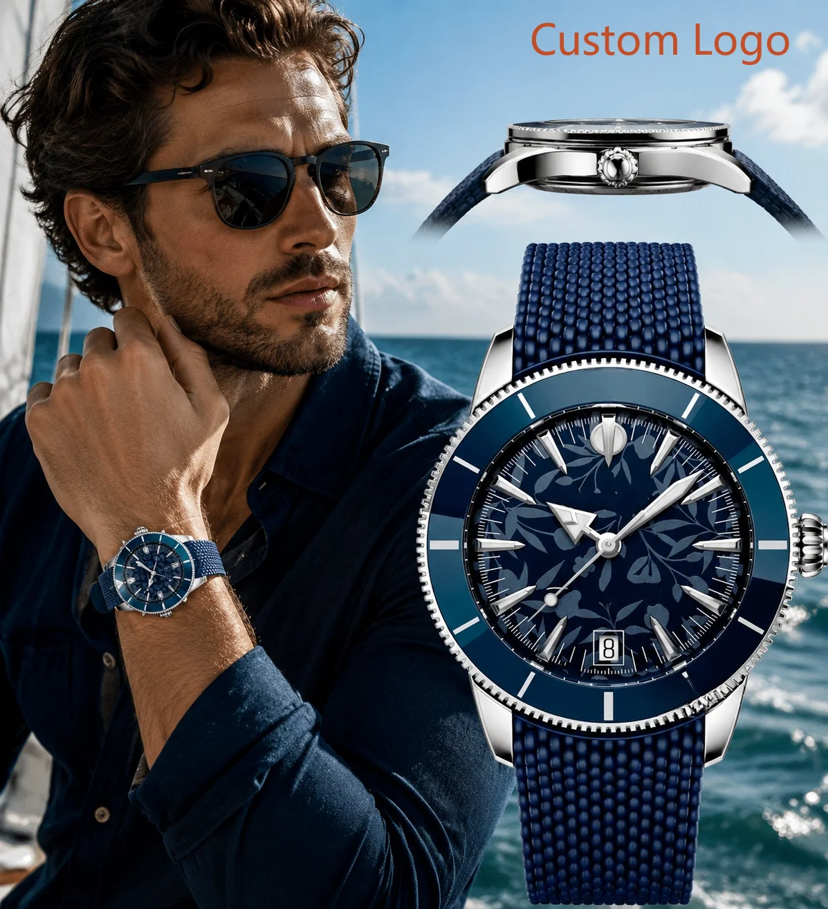 Luxury Watch Straps - Herren 46mm Taucheruhr Automatik mit drehbarer