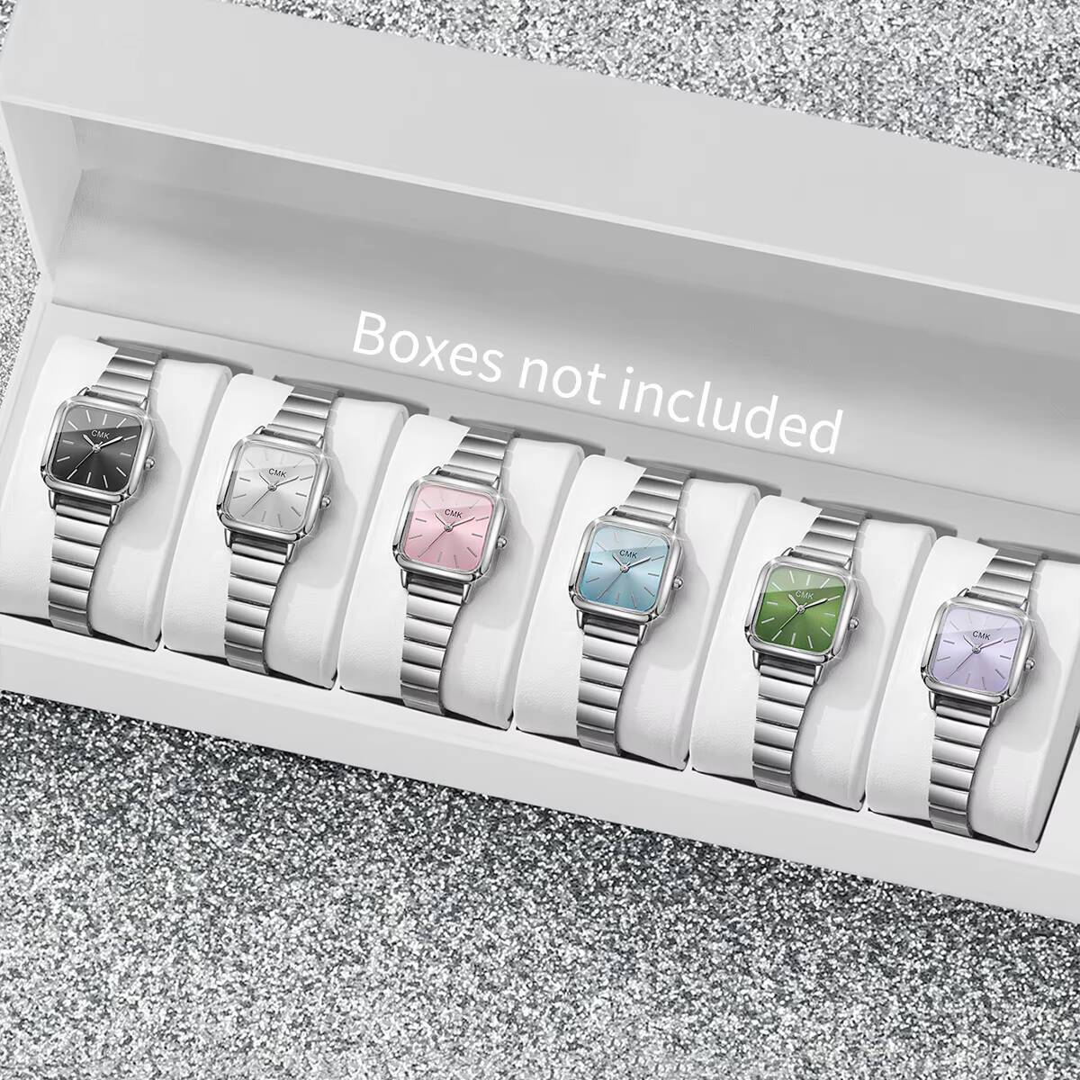 Dress Watch Ultra Thin - 2/3/4/5/6PCS Modische quadratische Damenuhren-Set, ultradünnes Edelstahlarmband,
