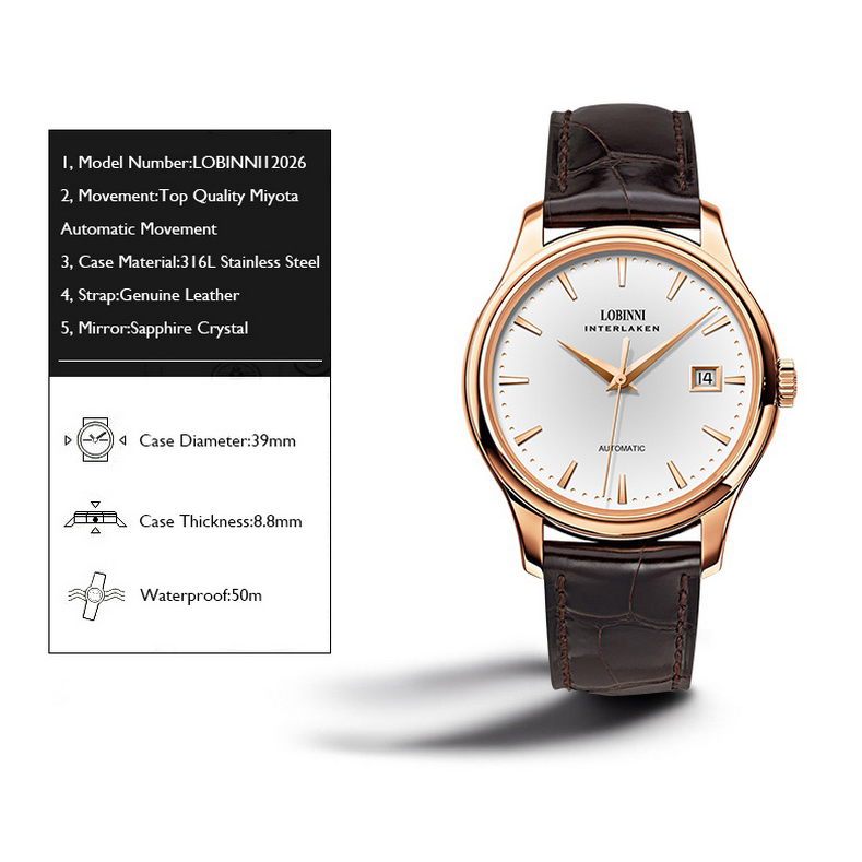 LOBINNI Männer Automatische Uh – Dress Watch Ultra Thin Bewertung und Preis