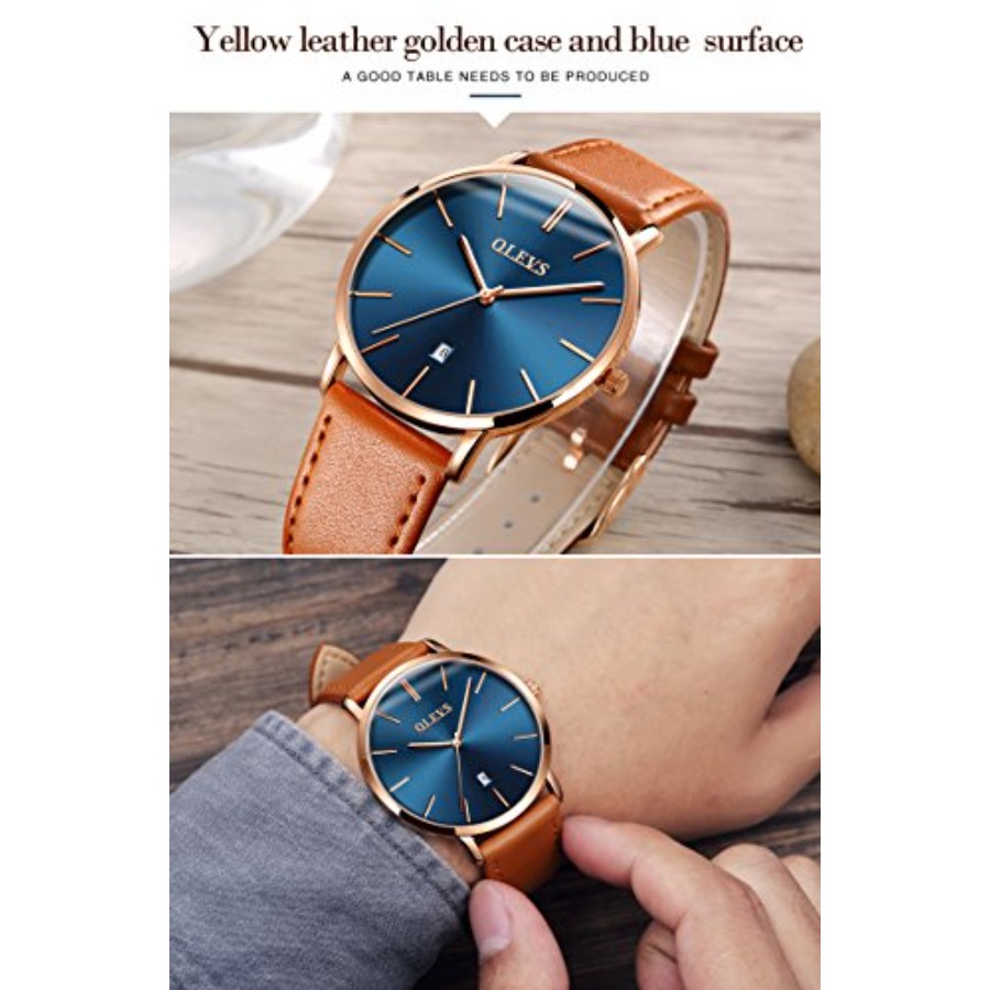 OLEVS Herren-Lederuhren, schwa – Dress Watch Ultra Thin Bewertung und Preis