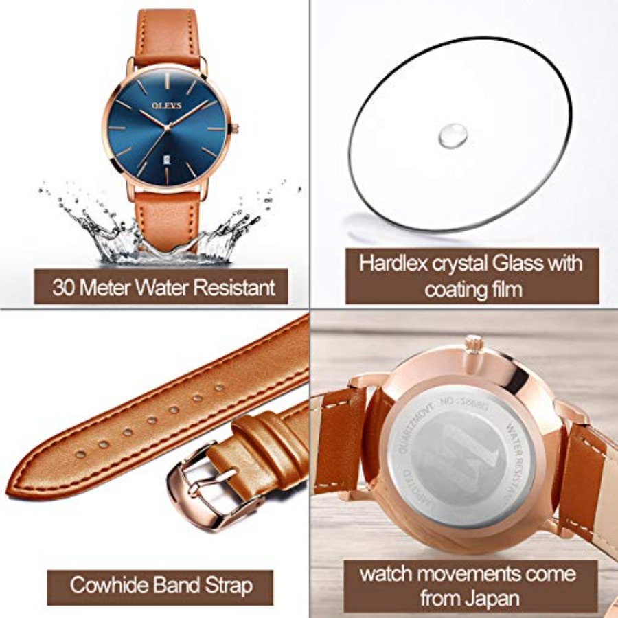 OLEVS Herren-Lederuhren, schwa – Dress Watch Ultra Thin Bewertung und Preis